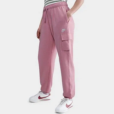 Nike Women's Sportswear Club Fleece Mid-rise Oversized Cargo Sweatpants In Pink