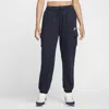 Nike Women's  Sportswear Club Fleece Mid-rise Oversized Cargo Sweatpants In Obsidian/white 