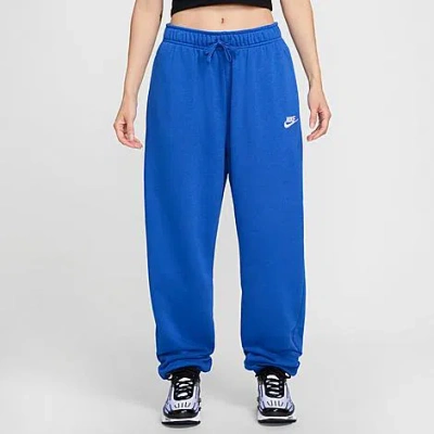 Nike Women's Sportswear Club Fleece Mid-rise Oversized Sweatpants In Game Royal/white