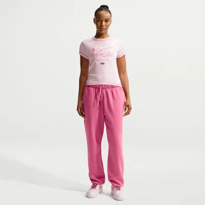 Nike Women's  Sportswear Club Fleece Mid-rise Oversized Sweatpants In Pink