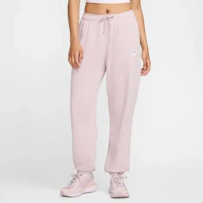 Nike Women's Sportswear Club Fleece Mid-rise Oversized Sweatpants In Platinum Violet/white