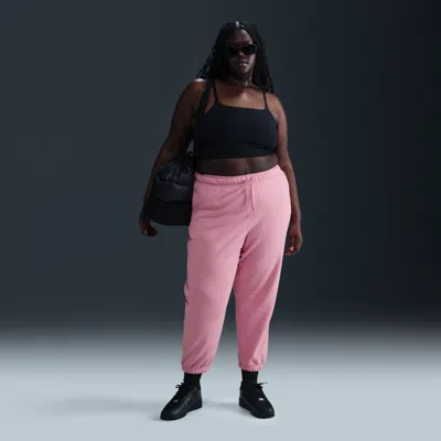 Nike Women's  Sportswear Club Fleece Mid-rise Oversized Sweatpants (plus Size) In Pink