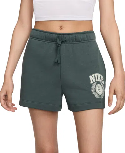 Nike Women's  Sportswear Club Fleece Mid-rise Graphic Shorts In Green