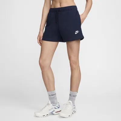 Nike Women's  Sportswear Club Fleece Mid-rise Shorts In Obsidian/white 