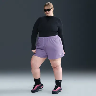 Nike Women's  Sportswear Club Fleece Mid-rise Shorts (plus Size) In Purple