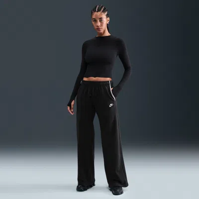 Nike Women's  Sportswear Club Fleece Mid-rise Wide-leg Cozy Pants In Black