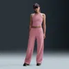 Nike Women's  Sportswear Club Fleece Mid-rise Wide-leg Graphic Pants In Pink