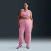 Nike Women's  Sportswear Club Fleece Mid-rise Wide-leg Graphic Pants (plus Size) In Pink
