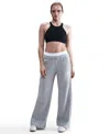 Nike Club Womens Comfort Waistband Drawstring Waist Wide Leg Mid Rise Fleece Sweatpant In Gray