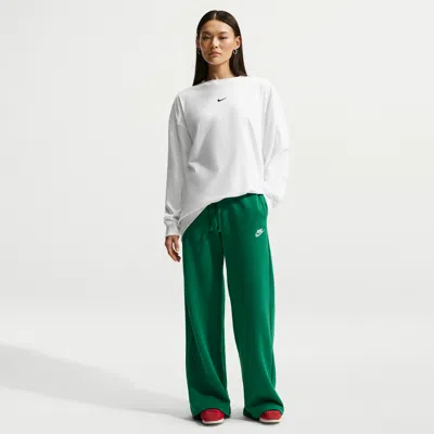 Nike Women's  Sportswear Club Fleece Mid-rise Wide-leg Sweatpants In Green