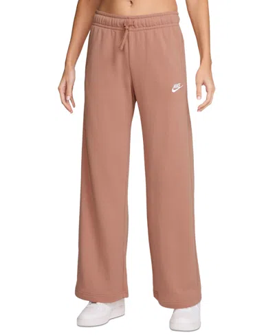 Nike Women's Sportswear Club Fleece Mid-rise Wide-leg Sweatpants In Pink