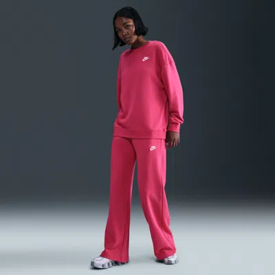 Nike Women's  Sportswear Club Fleece Mid-rise Wide-leg Sweatpants In Pink