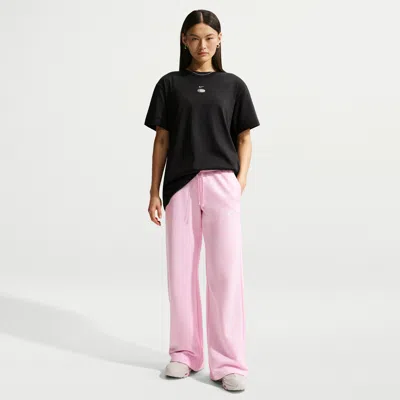 Nike Women's  Sportswear Club Fleece Mid-rise Wide-leg Sweatpants In Pink