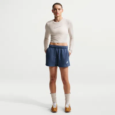 Nike Women's  Sportswear Club Fleece Mid-rise Shorts In White
