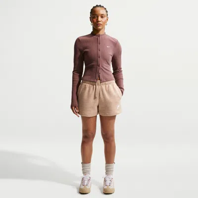 Nike Women's  Sportswear Club Fleece Mid-rise Shorts In Brown