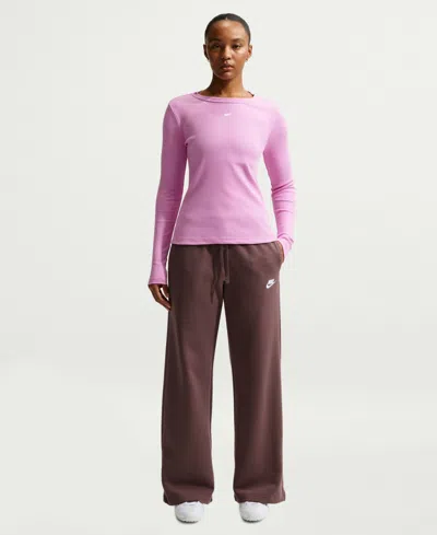 Nike Women's Sportswear Club Fleece Mid-rise Wide-leg Sweatpants In Purple