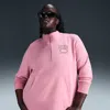 Nike Women's  Sportswear Club Fleece Mock-neck 1/2-zip Graphic Top (plus Size) In Pink