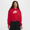 Nike Women's  Sportswear Club Fleece Oversized Crop Graphic Hoodie In Red