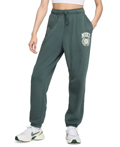 Nike Women's  Sportswear Club Fleece Oversized Mid-rise Sweatpants In Green