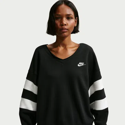 Nike Women's  Sportswear Club Fleece Oversized V-neck Sweatshirt In Black