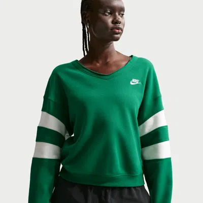 Nike Women's  Sportswear Club Fleece Oversized V-neck Sweatshirt In Green
