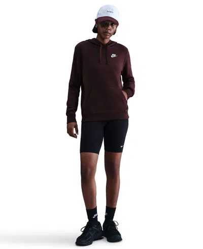 Nike Women's Sportswear Club Fleece Pullover Hoodie In Burgundy