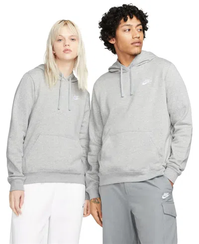 Nike Women's Sportswear Club Fleece Pullover Hoodie In Dk Grey Heather,white
