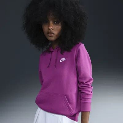 Nike Women's  Sportswear Club Fleece Pullover Hoodie In Hot Fuchsia/white 