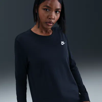 Nike Women's  Sportswear Club Long-sleeve T-shirt In Black