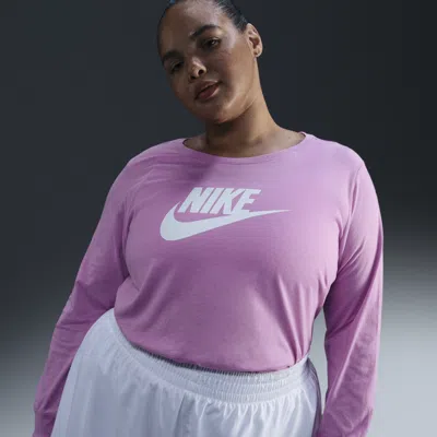 Nike Women's  Sportswear Club Long-sleeve T-shirt (plus Size) In Pink