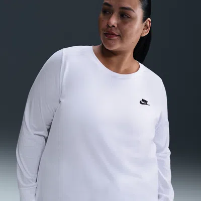 Nike Women's  Sportswear Club Long-sleeve T-shirt (plus Size) In White