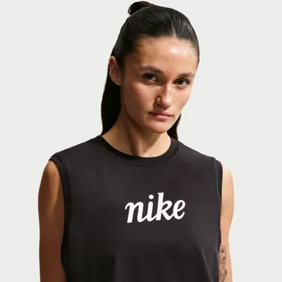 Nike Women's  Sportswear Club Loose Cropped Tank Top In Black