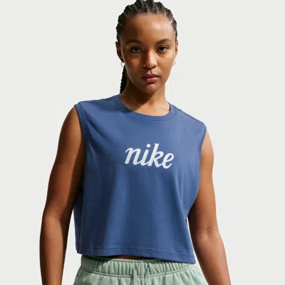 Nike Women's  Sportswear Club Loose Cropped Tank Top In Blue