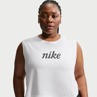 Nike Women's  Sportswear Club Loose Cropped Tank Top (plus Size) In White