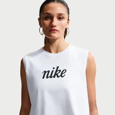 Nike Women's  Sportswear Club Loose Cropped Tank Top In White