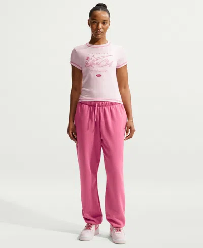 Nike Women's Sportswear Club Mid-rise Oversized Sweatpants In Pink
