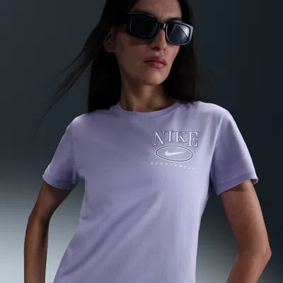 Nike Women's  Sportswear Club Short-sleeve Graphic T-shirt In Purple