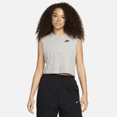 Nike Women's  Sportswear Club Sleeveless Cropped Top In Grey