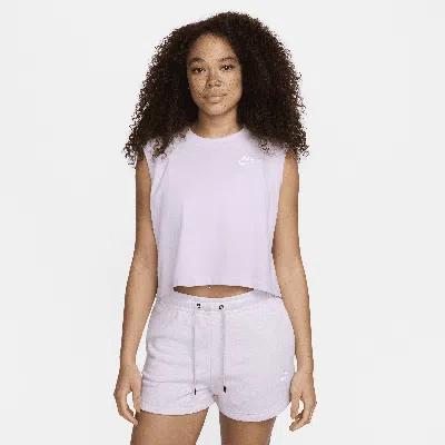 Nike Women's  Sportswear Club Sleeveless Cropped Top In Purple