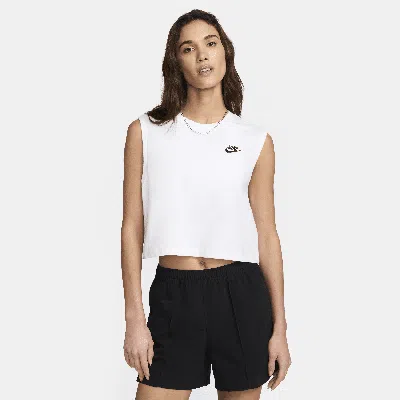 Nike Women's  Sportswear Club Sleeveless Cropped Top In White