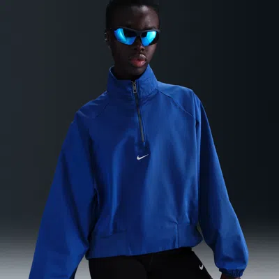 Nike Women's  Sportswear Collection Oversized Twill 1/4-zip Top In Blue