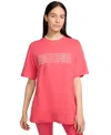 Nike Women's Sportswear Cotton Logo Crewneck T-shirt In Aster Pink,lt Iron Ore