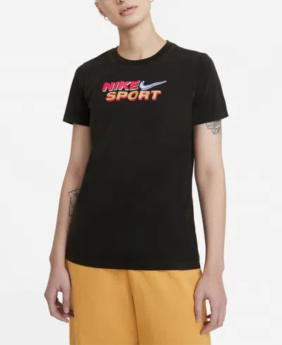 Nike Women's Sportswear Cotton Logo T-shirt In Black