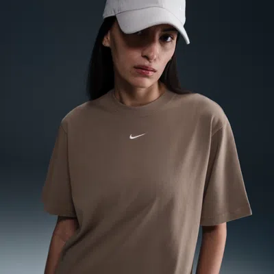 Nike Women's  Sportswear Essential Boxy T-shirt In Brown