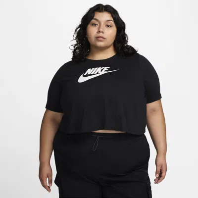 Nike Women's  Sportswear Essential Cropped Logo T-shirt (plus Size) In Black