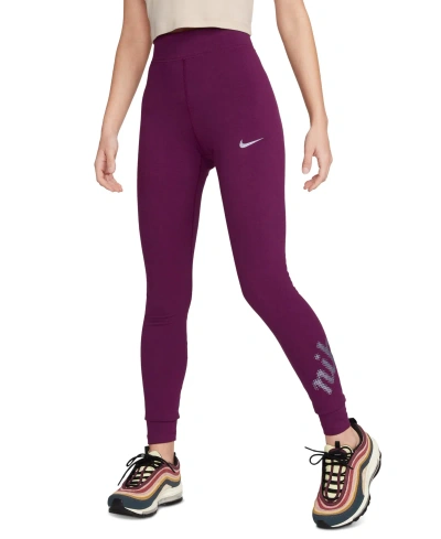Nike Women's Sportswear Essential High-rise Full-length Leggings In Bordeaux
