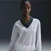 Nike Women's  Sportswear Essential Loose Uv Woven Long-sleeve V-neck Top In White