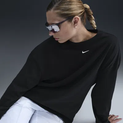 Nike Sportswear Essential Oversize Long Sleeve Cotton T-shirt In Black