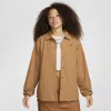 Nike Women's  Sportswear Essential Oversized Uv Woven Coaches' Jacket In Flax/black