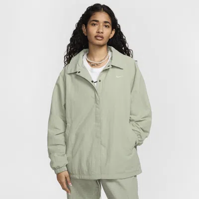 Nike Women's  Sportswear Essential Oversized Uv Woven Coaches' Jacket In Jade Horizon/ Sail